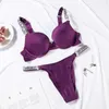 Lettera di marca Biancheria intima di strass Donne Sex Secrets Bikini Perizoma Lingerie Set Reggiseno push-up regolabile BCD Cup Panty 2 pezzi X0526