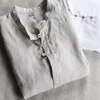 Men's Casual Shirts Linen Shirt Men Summer Short Sleve Stand Collar Flax For White Camisa Masculine Chemise Homme