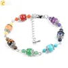 CSJA Naturale 7 Chakra Bracciali con perline da donna 2 dimensioni Perline di pietre preziose Ciondoli a forma di fiore arcobaleno Chiusura a moschettone Estendere la catena Meditazione Jew269M