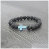 Perline Gesù Croce Yoga Fili di lava Bracciale diffusore di olio essenziale Gioielli moda Donna Bracciali uomo Will And Sandy Gift 34 Drop Dhmog