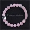 Beaded Strand 8Mm Green Aventurine Agate Rose Quartz Tiger Eye Heart Charm Bracelet Natural Stone Bead Bracelets Women Fashion Jewelry Dhbvt