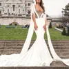 Robes de soirée J133 à la mode ivoire sexy sirène / trompette parole longueur soirée manches longues luxe bal robes de mariée