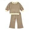 Completi di abbigliamento Completi di abbigliamento 1-6Y Bambini Ragazze Autunno Inverno Abbigliamento Bambino Pullover manica lunga Felpe Pantaloni Tinta unita Abiti in maglia Tuta bambino Z230726