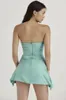 Casual Dresses Summer Women's Short Dress One Word Neck Sleeveless Off Shoulder Solid Color Slim Sexy Backless Blue