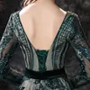 Party Dresses Beauty-Emily 2023 Luxurious Scoop Long Evening Green Mermaid Sleeve Sequined Prom