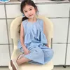 Ensembles de vêtements été enfant en bas âge fille coton sans manches à carreaux costume doux et confortable vêtements quotidiens tenues vêtements 3 6 mois arc ensemble