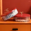 Storage Bottles Double-deck Dried Fruit Plate Transparent Candy Circling Turn Creative Partition Cover Sealed