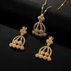 Necklace Earrings Set Trendy Dubai Jewelry For Women Gold Color Ethiopian Pendant Necklaces Arab African Wedding Jewellery