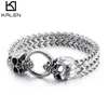 Pulseira KALEN Punk Aço Inoxidável Crânio Charme Pulseira Masculina Mesh Corrente Bracelete Masculino Jóias Acessórios 230726