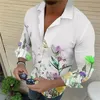 Camisas casuais masculinas finas florais camisa de manga comprida luxo baile de formatura roupas de flores XS8XL 230726