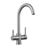 Nickel Kitchen Faucet with Direct Drink Tap Dual Spout Swivel Handheld Shower Kitchen Mixer Crane Hot Cold Kitchen Taps