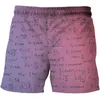 Herrshorts 2023 sommar 3d tryckt matematisk formel casual anpassad löpning korta manliga brädor byxa män kläder