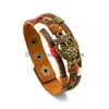 Bracelets De Charme Oiseau Hibou Mtilayer Bracelet En Cuir Bracelet Manchette Wrap Noir Marron Bouton Bracelet Réglable Pour Femmes Hommes Mode Jewe Dh8Rt