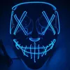 LED GLOW Black V-Shaped Mask Cold Light Halloween Mask Ghost Step Dance Glow Fun Valårets festival roll Spela klädtillförsel Party Mask
