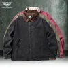 Mensjackor Taktisk jacka Autumn Winter Vintage broderad designrock American Street Cargo Baseball Uniform Loose Motorcykel Topp 230726