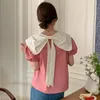 Damenblusen Fashion Doll Neck Bow Top Bubble Kurzarmhemd Blusas Mujer Vintage Bluse Femme Rosa Camisa Schwarz Feminina Chic