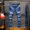Herrmodebutik stretch casual mens jeans / mager män rak denim manlig byxor byxor 220408 l230726