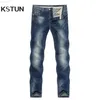 Herren Jeans Straight Slim Stretch Dunkelblau Business Casual Denim Hose Regular Fit Lange Hose Gentleman Cowboys Guinness Man 210318 L230726