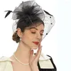 Copricapo Fascinator Flower Top Hat Mesh Wave Point Veil Hair Clips Bridal Party Barrettes Cocktail Elegante