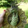 Decorative Objects Figurines Green Forest Dragon Sculpture Figurine Resin Statue Wall Decoration for Home Living Room and Garden Decor Indoor Lovers 230725