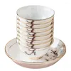 Dinnerware Sets Jingdezhen Ceramic Tableware 10 Personal Set Gold Painted Household Bowls Dishes Bone Porcelain