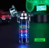 Latest Windproof Waterproof Dual Arc Plasma Lighter Flashlight Clear USB Type C Rechargeable Cigarette Smoking Lighters 8 color