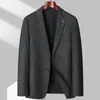 Men's Suits 2023 Autumn Winter Single Solid Stripe Fabric Jacket Loose Blazers Business Casual Coats Outwear Top Windbreaker