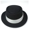 Berets Männer Frauen Pork Pie Hut mit weißem Band Panama für elegante Dame Jazz Dad Fedora Größe 58 cm