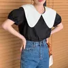 Camicette da donna Fashion Doll Neck Bow Top Bubble Camicia a maniche corte Blusas Mujer Camicetta vintage Femme Pink Camisa Black Feminina Chic