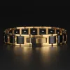 Bracelete de homem magnético de equilíbrio saudável brilhante cor de ouro pulseiras de aço inoxidável para mulheres pulseira de cerâmica preto/branco joias 230726