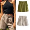 Women's Shorts Ladies Casual High Waist Temperament Fashion Versatile Linen Blended