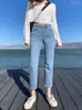 Women's Jeans Light Blue Straight-Leg High Waist Ankle Length Perfect For Petite Figures Pantalon Vintage Mujer 2023