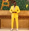 Summer Yellow Men Tuxedos One Button Classic Fit Custom Made Groom PROM PROM PANTS SUITS 3 sztuki