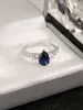 2023 Hot Selling S925 Sterling Silver New Droplet Blue Crystal Ring European and American Personalized Women's Gem Pierścień