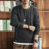 Männer Pullover Einfarbig Stricken Rundhals Übergroßen Männer Streetwear Koreanische Mode Kleidung Pullover Langarm W32