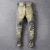 Sokotoo Мужская змея вышитая ретро -джинсовые джинсы Slim Skinny Holes PU