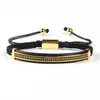 Whole 10pcs Fashion Mens Jewelry Micro Pave Brass Black Cz Double Long Tube Watch Protector Macrame Bracelets1922