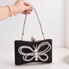 Evening Bags Woman's Classic Butterfly Decoration Small Handbag Black Silver Party Wedding Purse 2023 Clutches For Lady B551