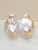 Stud Natural Freshwater Pearl Gold Foil Patch Large Baroque Pearl S925 Stud Earrings 15-25mm INS Women's EAP Exquisite Jewelry Gift 230725
