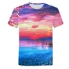 Herr t-skjortor sommar mode t-shirt havslandskap mönster fritid strandstil 3d tryckning naturlig