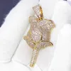 Aaa ädelstenar Moissanite smycken 10 kt gult guld vitt guld Moissanite hänge rosblomma isade ut moissanite hiphop hänge