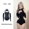 Costumi da bagno da donna Costume da bagno nero Estate Un pezzo Sudcoreano Copre La pancia Mostra Sottile Sexy Scava fuori Seno piccolo Spalle scoperte