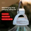 Andra Home Garden Wireless Wall Mounted Mini Electric Fan med fjärrkontroll LED -ljus USB -laddningsbart campingtakfläkt för hemma utomhus 230725