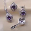 Naszyjnik Zestaw biżuterii ślubnej naturalny kryształ dla kobiet bransoletka ślubna srebrna kolor pierścionek świąteczny QS0609