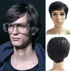 Short Men Straight Synthetic for Male Hair Fleeciness Realistic Natural Black Simulate Human Scalp Toupee Wigs245F