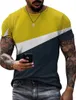 メンズTシャツシャツティーグラフィックカラーブロッククルーネックピンクイエローレッドブラック3Dプリントデイリースポーツ半袖服
