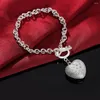 Collana Orecchini Set Charm Crystal Heart Pendant 925 Stamp Argento Colore Bracciali Gioielli Per Donna Fashion Wedding Party Gift Girl