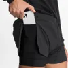 Sports de fitness pour hommes d'étéShorts de type multi-poches Stretch Gym High Slit Tissé Respirant Sports d'entraînement Jogging Fitness Short