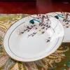 Dinnerware Sets Jingdezhen Ceramic Tableware 10 Personal Set Gold Painted Household Bowls Dishes Bone Porcelain