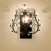 Lampa ścienna w stylu amerykański wiejski retro żelazo europejska sypialnia sypialnia przyśród korytarz kreatywny kryształowe kinkiety świecy kryształowe